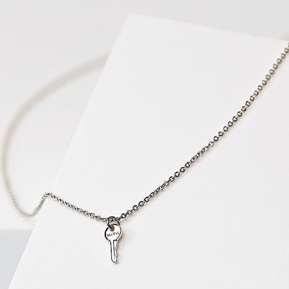 The Giving Keys Mini Silver Believe Key Necklace - Picture 1 of 6